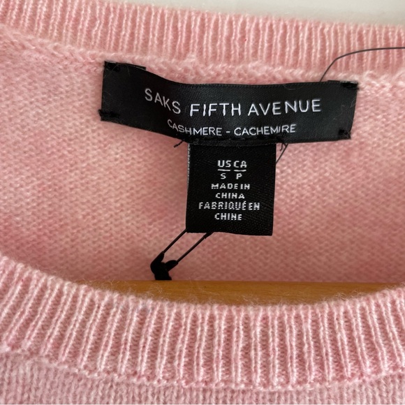 Saks Fifth Avenue Baby Pink Cashmere Sweater Size S - Picture 7 of 11